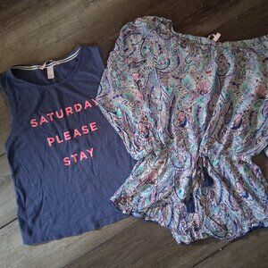 Victoria Secret Romper + Tee Saturday Please Stay Both XS Extra Small